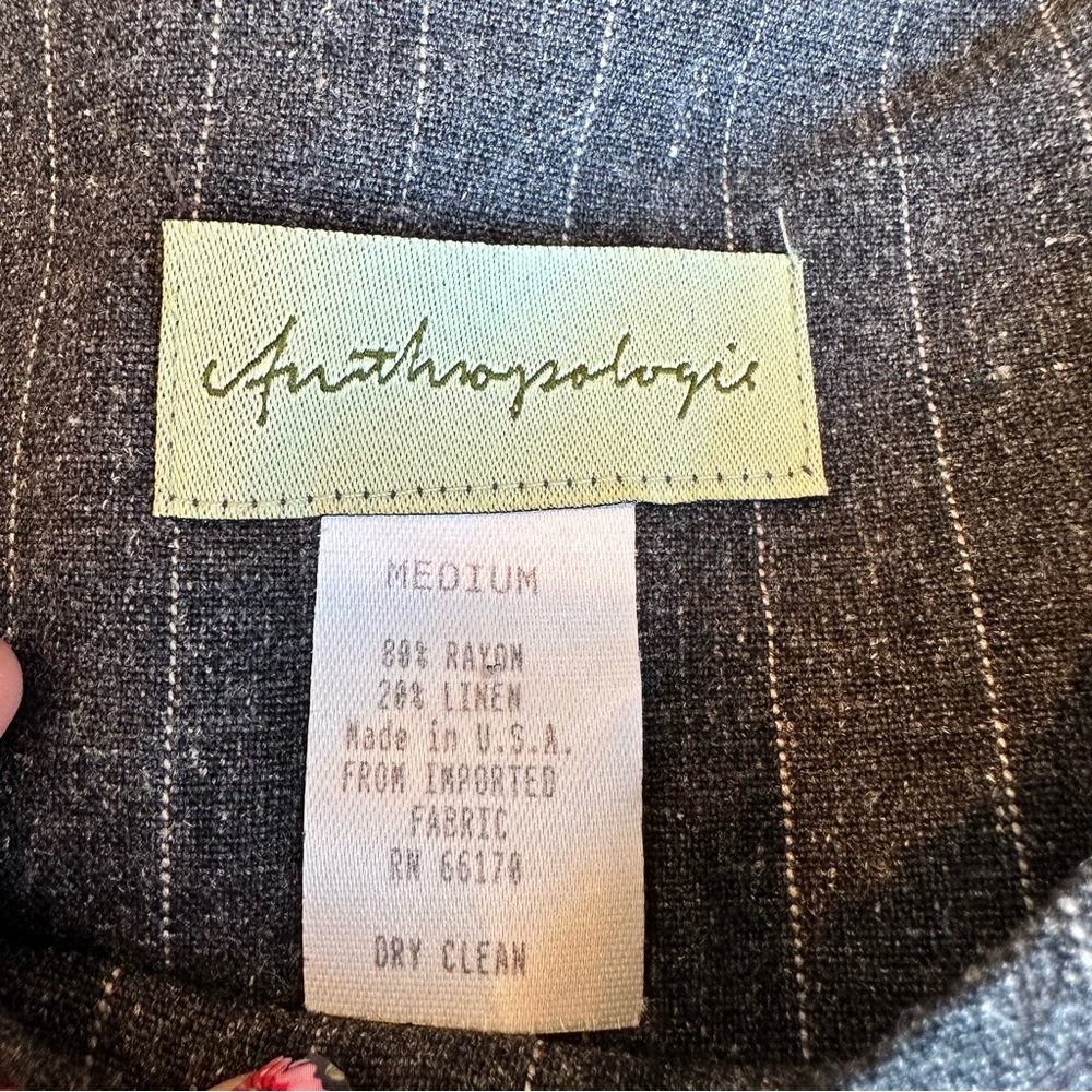 VINTAGE ANTHROPOLOGIE cottage core linen pinstripe maxi dress - Picture 7 of 7